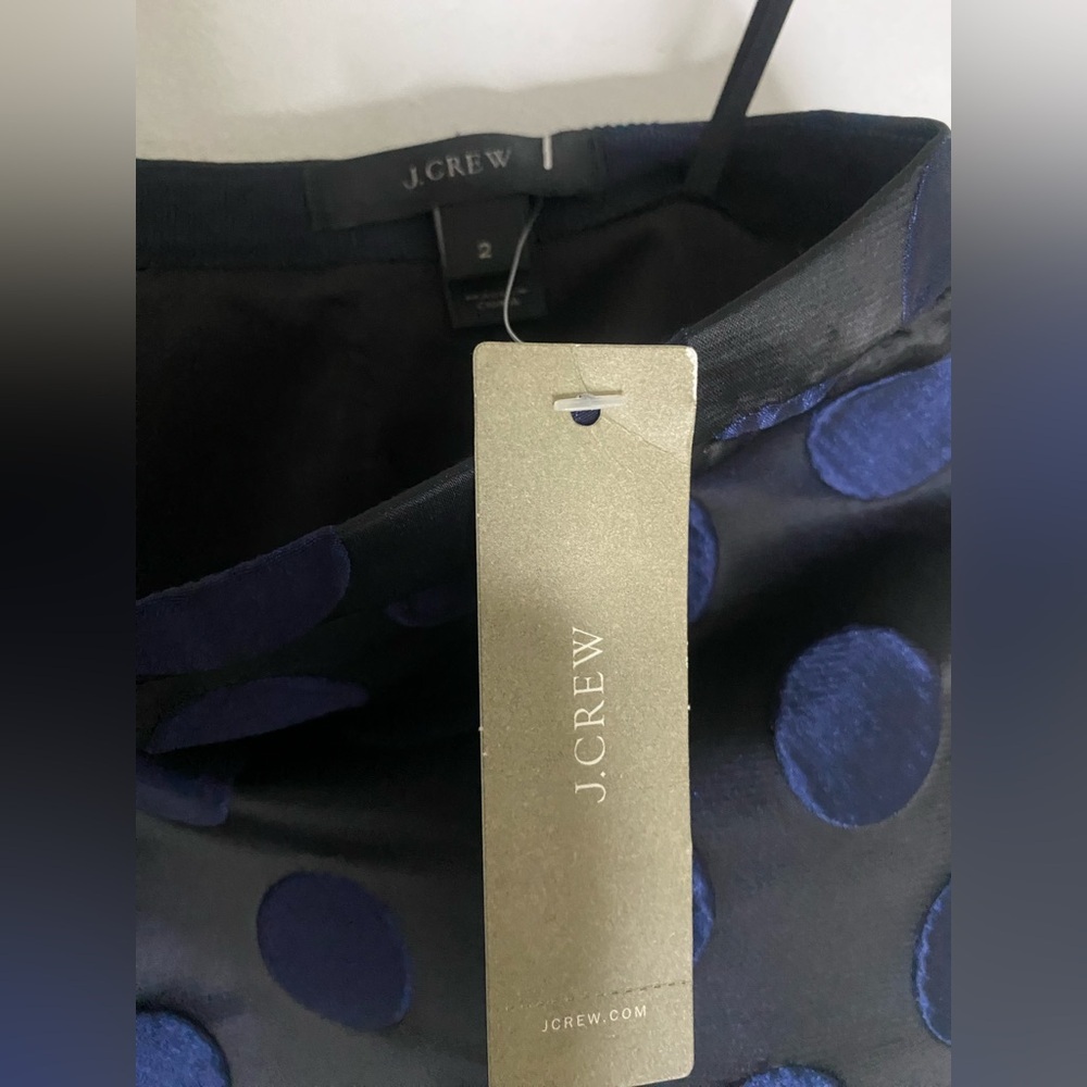J. Crew Navy and Black Polka Dot Midi Skirt - Picture 2 of 9